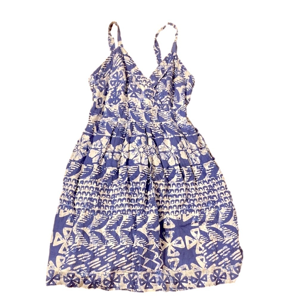 Blue and White Linen Floral Sundress